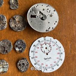 100 Pc Lot Watch & Pocket Watch Movement Parts Lot Antique Watch Movement 1940's