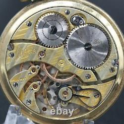 10k Gold 1914 ILLINOIS 15 Jewel Pocket Watch 12s Two Tone Damaskeened Movement