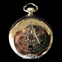 14k Gold Dudley Mason Pocket Watch Masonic Symbols Bible Movement Ca1930s