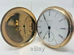 14k Solid Gold Case Elgin Hunter Pocket Watch Grade 354 Immaculate Movement