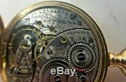 14k Solid Gold Case Elgin Hunter Pocket Watch Grade 354 Immaculate Movement