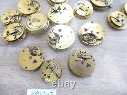 15 Antique Gents Fusee Pocket Watch Movements