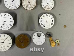 15 Lot Of Pocket Watch Movements Repair Steampunk Waltham Elgin Illinois Swiss