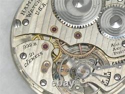 16s Hamilton 992b 21 Jewel Railroad Watch Movement & Enamel Dial, Running