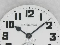 16s Hamilton 992b 21 Jewel Railroad Watch Movement & Enamel Dial, Running