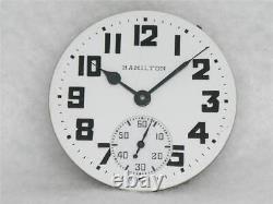 16s Hamilton 992b 21 Jewel Railroad Watch Movement & Enamel Dial, Running