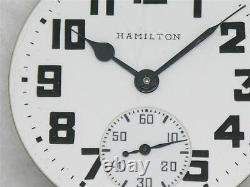 16s Hamilton 992b 21 Jewel Railroad Watch Movement & Enamel Dial, Running