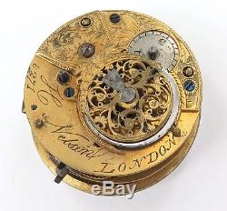1800s VERGE FUSEE POCKET WATCH MOVEMENT & DIAL. H NELSON, LONDON. FIXER / PARTS