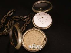 1820 Tobias Filigree Movement Lais Coin Silver Verge Fusee Pear Key Pocket Watch