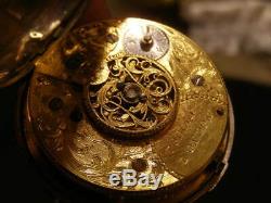 1820 Tobias Filigree Movement Lais Coin Silver Verge Fusee Pear Key Pocket Watch