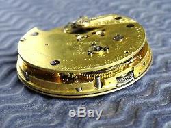 1844 Rare Complication Chrono. Button Wind, Fusee Pocket Watch Movement. Antique