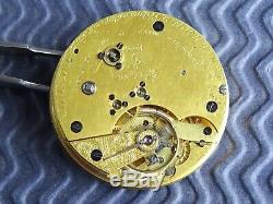 1844 Rare Complication Chrono. Button Wind, Fusee Pocket Watch Movement. Antique