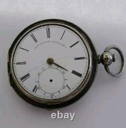 1860's Joseph H Johnson Pocket Watch Solid Silver 51mm Case Movement 6756