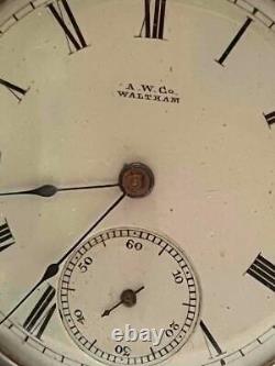 1877 Waltham Pocket Watch 18s Key Movement with Key Wm. Ellery For Repair
