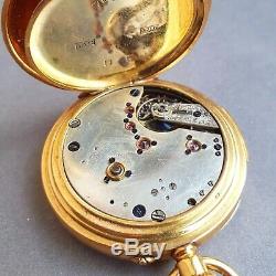 1880 small quarter repeater 18k solid gold pocket watch 32mm-movement repetition