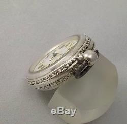 1880s Engraved Movement Colour Enamel Dial Silver Case Pocket Watch SERVICED