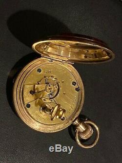 1883 Elgin Gold-Filled Hunter Pocket Watch 18S 7j Movement & two keys-Keeps Time