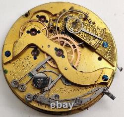 1884 Waltham Hillside Chronograph 14 jewel 14s watch movement runs For Repair