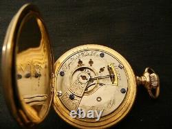 1892 Elgin Hunter Case Pocket Watch 18S 15J, 10k gold filled. Running