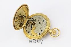 18K Gold Enamel 1883 pocket Watch by Western Watch Case Rockford Movement