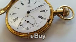 18K Gold Omega Pocket Watch with L Reymond Locle Movement Lever Set