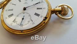 18K Gold Omega Pocket Watch with L Reymond Locle Movement Lever Set