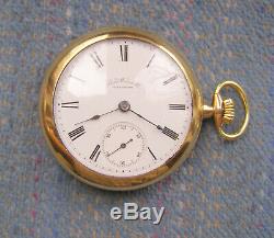 18S Waltham 15J Frosted Nickel Movement Display Case Pocket Watch Serviced
