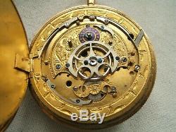 18k Gold Repeater Pocket Watch Fusse Movement Skelton As Is