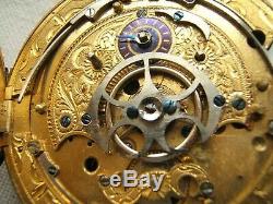 18k Gold Repeater Pocket Watch Fusse Movement Skelton As Is