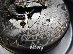 18s Waltham 17J Adjusted Special Railroad King OF pocket watch movement tickin