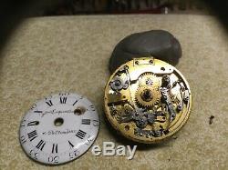 18th CENTURY REPEATER VERGE FUSEE POCKET WATCH MOVEMENT