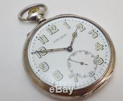 1900's 800 Silver Ulysse Nardin Corps of Engineers Pocket Watch IWC Movement