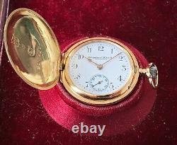 1900s IWC 14ct gold fob watch, cal. 64 movement, original box papers, serviced