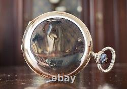 1900s IWC 14ct gold fob watch, cal. 64 movement, original box papers, serviced