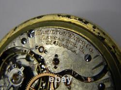 1902 Hamilton 970 21j Gold Settings 16s 10k Gf Pocket Watch Orig Case Repair
