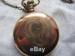 1903 Gold Pocket Watch. Chain And Fob /// Perfect Movement / 17 Jewels