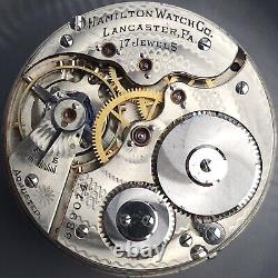 1906 Hamilton Grade 974 16s 17J Model 1 Pocket Watch Movement