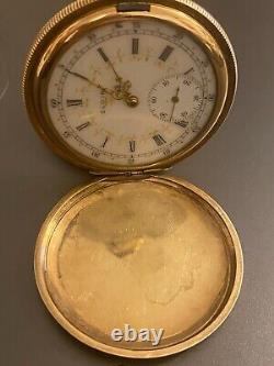 1909 Elgin Fancy Dial Grade 310 12s 7J Model 2 Hunting Pocket Watch Golf Filled