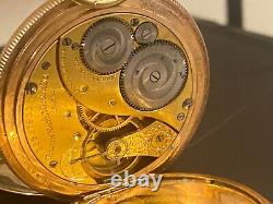 1909 Elgin Fancy Dial Grade 310 12s 7J Model 2 Hunting Pocket Watch Golf Filled