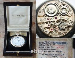 1913 E Howard & Co Boston 16s OF POCKET WATCH Railroad M. 1905 Series 0 23J RUNS