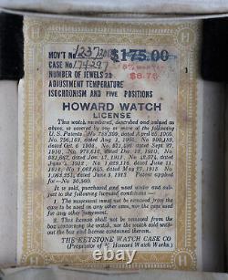 1913 E Howard & Co Boston 16s OF POCKET WATCH Railroad M. 1905 Series 0 23J RUNS