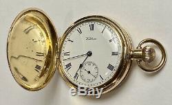 1913 Waltham Gold-Filled Hunter Pocket Watch 16S 7j Traveler Movement Keeps Time