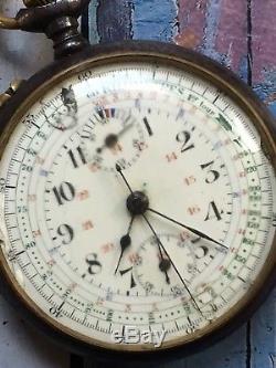 1920s Antique Pocket Chronograph Watch Movement Repair Valjoux 5 KVM