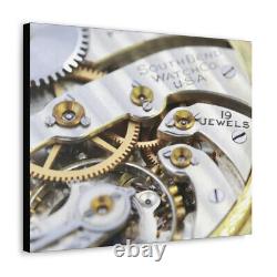 1920s South Bend Pocket Watch Movement Gears 19 Jewels Canvas Wall Art