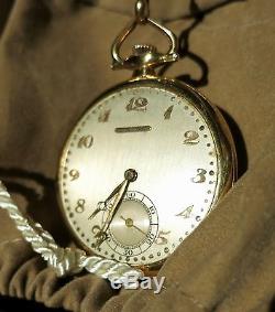 1921 Tiffany and Co. 18ky Gold Pocket Watch, Swiss Movement, 14gm-18ky Chain