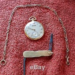 1921 Tiffany and Co. 18ky Gold Pocket Watch, Swiss Movement, 14gm-18ky Chain