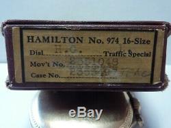 1937 Hamilton TRAFFIC SPECIAL 974 Special Movement Pocket Watch / Original Box