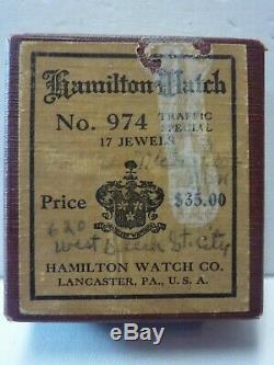 1937 Hamilton TRAFFIC SPECIAL 974 Special Movement Pocket Watch / Original Box