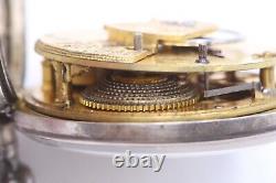 19th c Joseph Wilde Key-Wound Fusee Pocket Watch #562 in Silver Pair Case