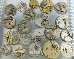 20 Swiss Pocket watch movement lot for parts lot c977